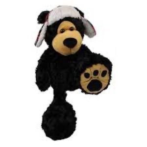 Wishpets 2017 Fife 12" Sitting Big Foot Black Bear with Plaid Hat